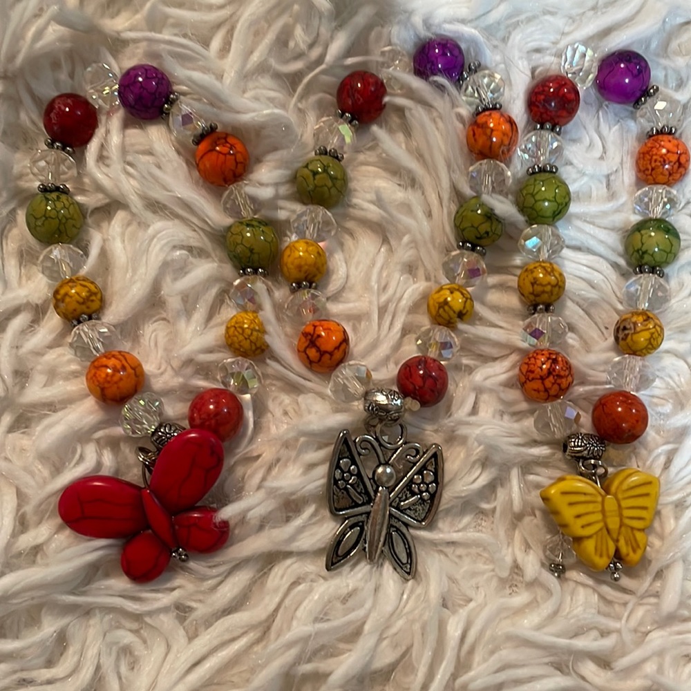 Handmade gemstone butterfly bracelet set of 3